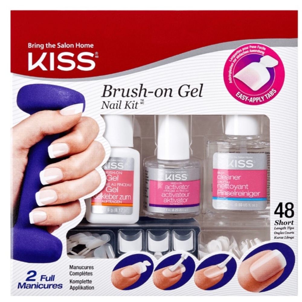 New Kiss Brush On Nail Kit 48 Short Fake Nails